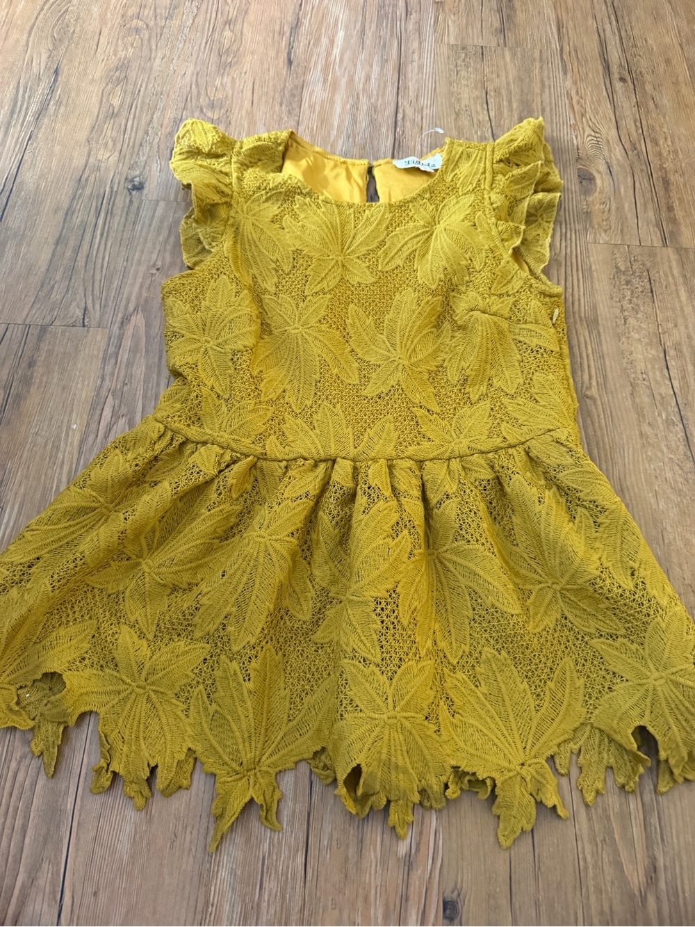 Listicle Mustard Yellow Lace Top